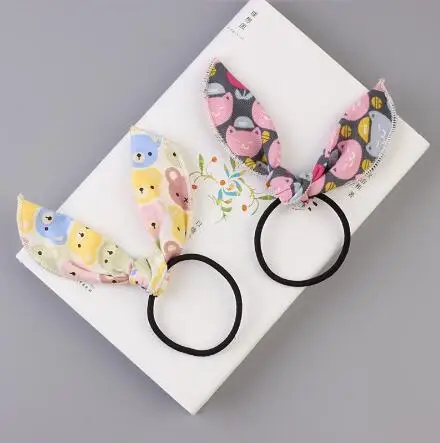 20pcs/lot New Girl Elastic Hair Bands Bird Cartoon Rabbit Ear Tie Rope Ring Rubber Ponytail Holder Hair Bands For children