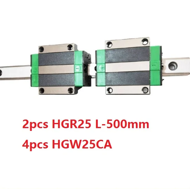 

2pcs China made HGR25 L-500mm linear guide / rail + 4pcs HGW25CA / HGW25CC linear blocks carriage flanged CNC