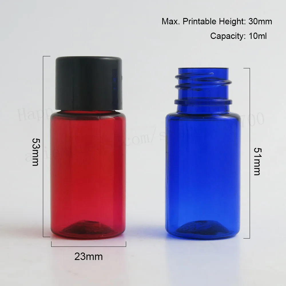 100x10ml Kleine Leere PET Kunststoff Creme Flasche mit Weiß Schwarz Klar Kunststoff Kappe Einfügen Set 1/3 unzen PET Kosmetische Behälter