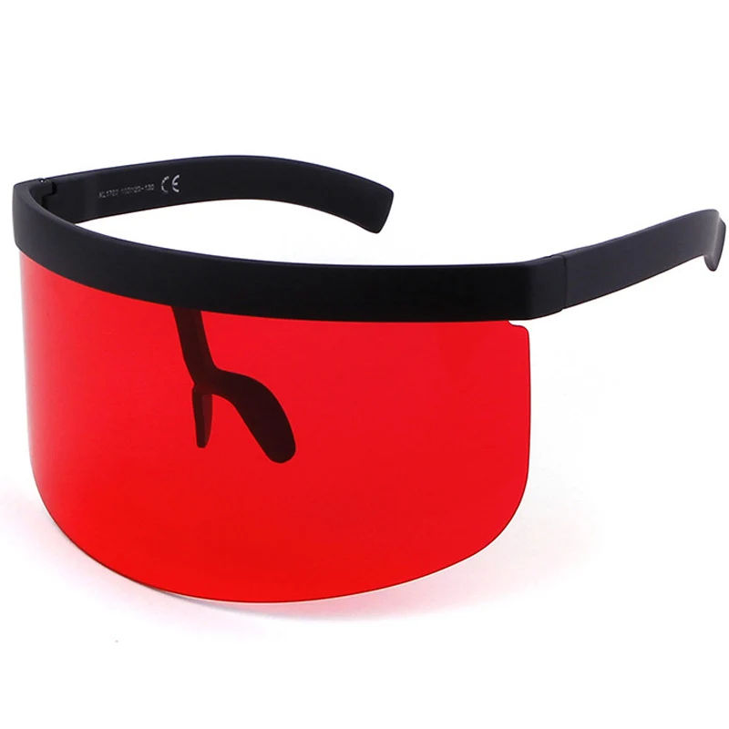 Novas mulheres oversize escudo viseira óculos de sol feminino retro à prova de vento óculos masculino escudo viseira plana superior capuz óculos