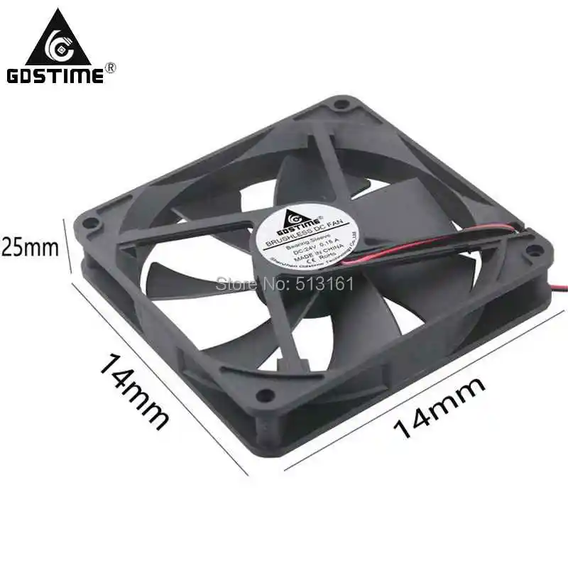 100Pcs Gdstime 14cm 14025 2Pin DC 24V 140mm x 25mm Brushless CPU Cooler Cooling Fan