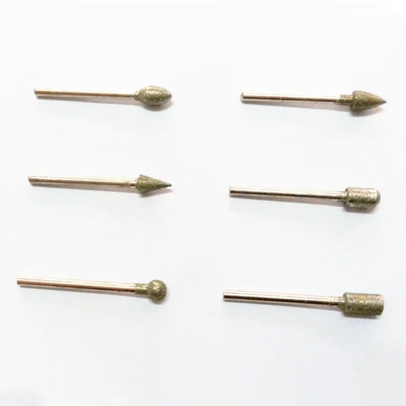 Rebolo de Diamante, Arquivo de Disco Abrasivo para Granito e Vidro, Burs Bit, Ferramentas Dremel, 3mm x 6mm, 20Pcs