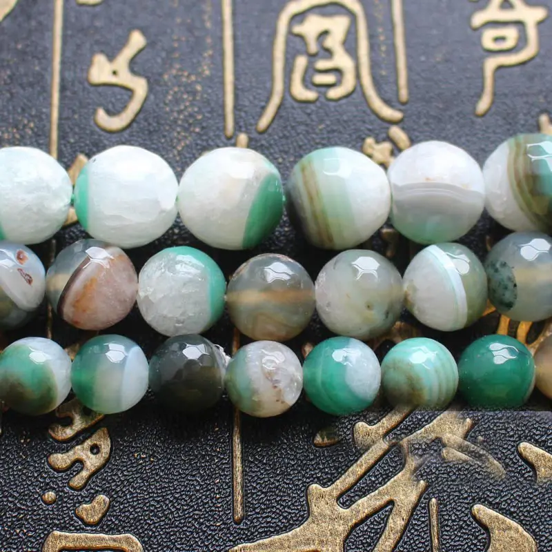 Multi-color Faceted cystal Agates Round Beads 14.5