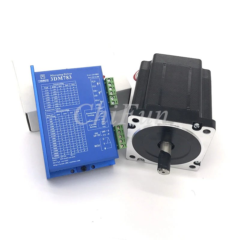 

JMC NEMA34 4.5Nm 635ozin Hybrid stepper motor driver kit 3-phase 24-70VDC for CNC engraving cutting 86J12103-650+3DM783