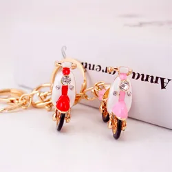 New Fashion Motorcycle Keychain Trinket Motor Scooter Crystal Car Key chain Bag Charm Women's Key ring for a woman