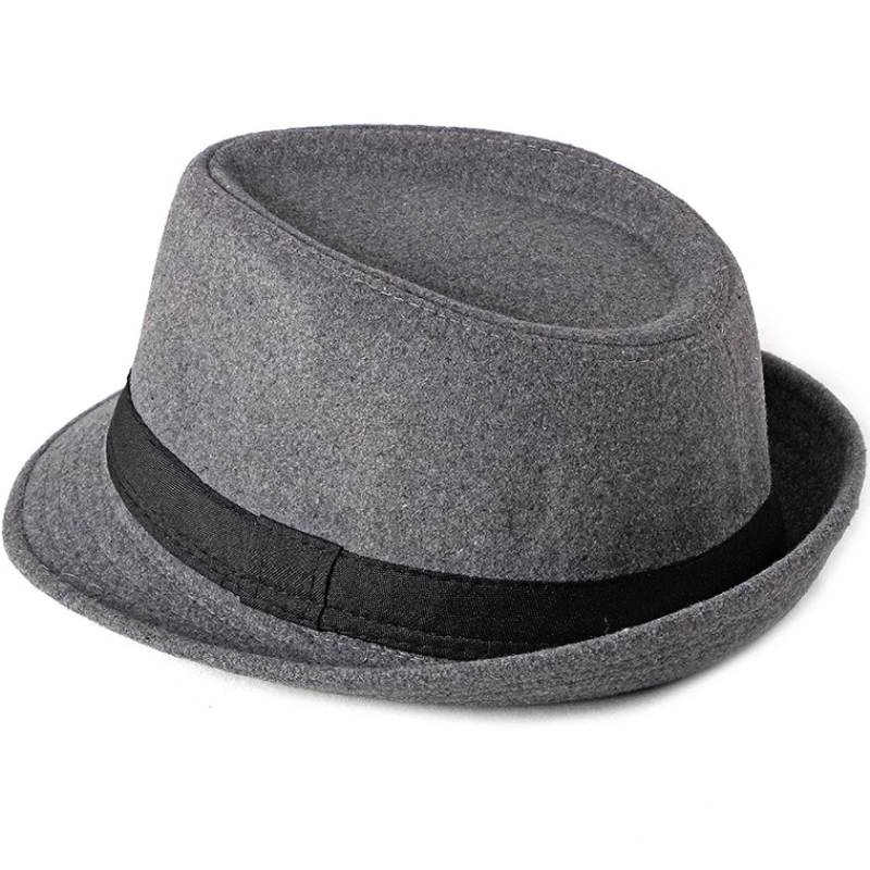 HT2202 Fedoras Winter Autumn Women Men Wool Fedora Hat Top Jazz Hat Fashion Solid Plain Trilby Hats with Band Retro Derby Hats