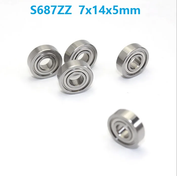 50pcs/lot ABEC-5 S687ZZ S687 ZZ 7x14x5 mm Stainless Steel deep groove ball bearings Miniature Mini bearing 7*14*5 687ZZ