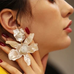 New Fashion Big Resin Flower Dangle Drop Earrings Boho Earrings Charm Statement Jewelry Accessories Summer Gift