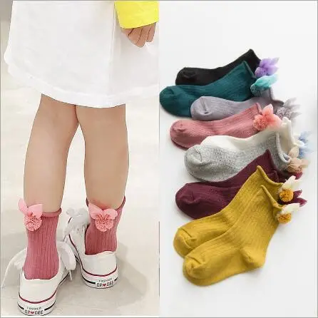 1 Pair spring 2019 new children's socks cute accessories girls tube socks cotton loose mouth baby socks