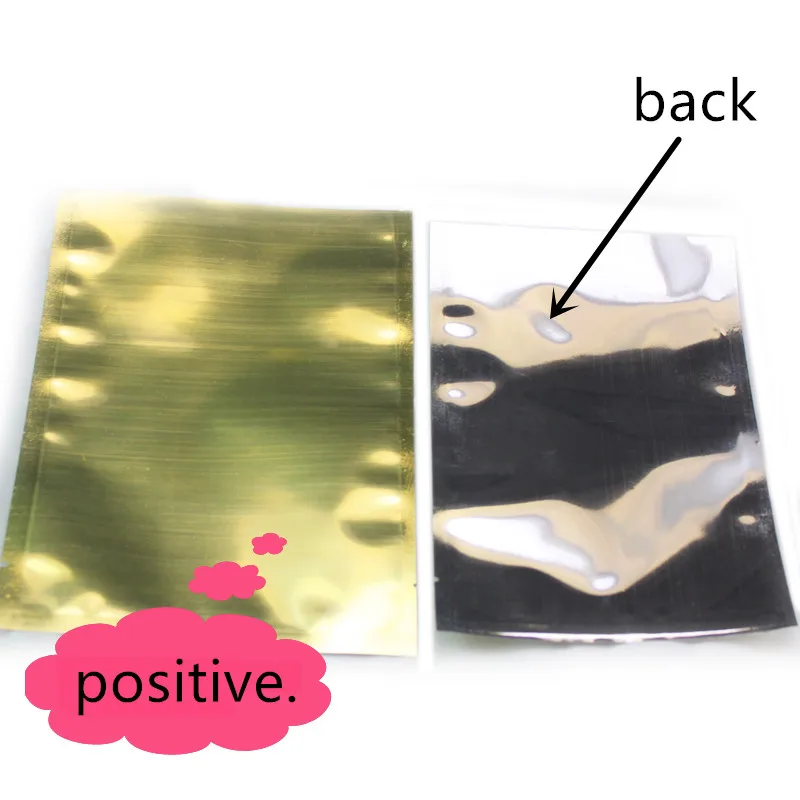 hot 100pcs 9x13cm Transparent-inside Gold Aluminum Foil bags, Flat Heat Seal Food packing bags, semi- transparent Gift pouches