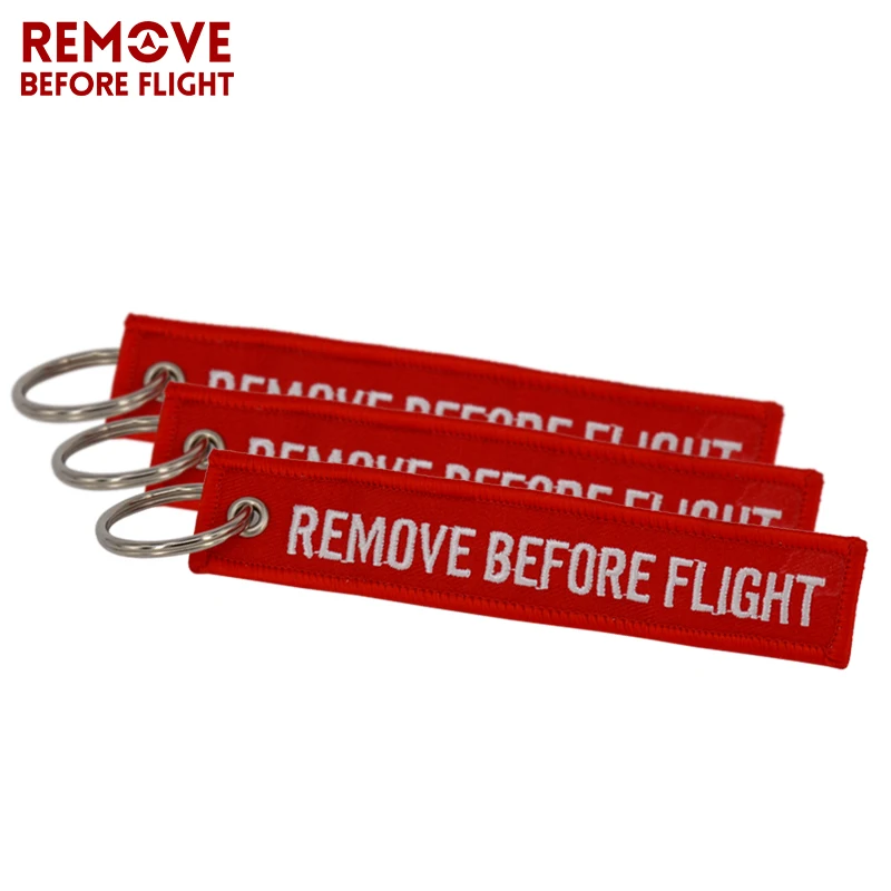 Remove Before Flight Chaveiro Key Chain for Cars Red Key Fobs OEM Keychain Jewelry Aviation Tag Embroidery Key Chains 5 PCS/LOT