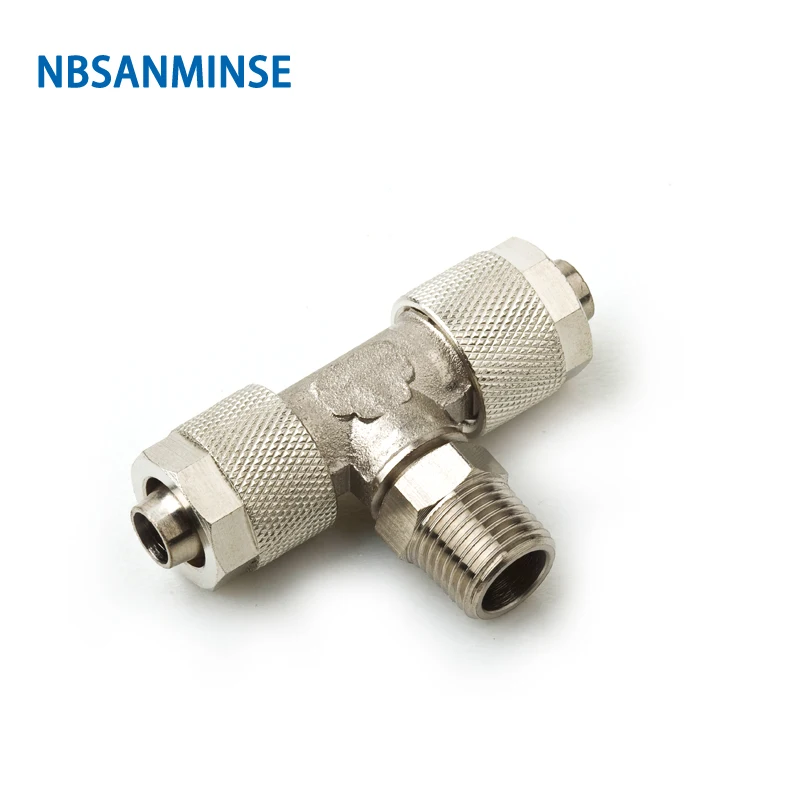 

10Pcs/lot BT Brass Push on thread T type fitting pneumatic air tube fitting Full metal fitting NBSANMINSE