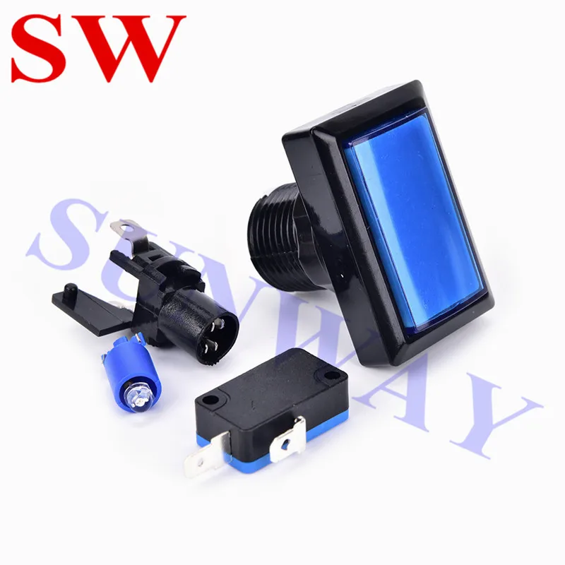 Interruptor de botón reatangle con luz indicadora, pulsador LED iluminado para Arcade, 50x33mm, 10 unids/lote