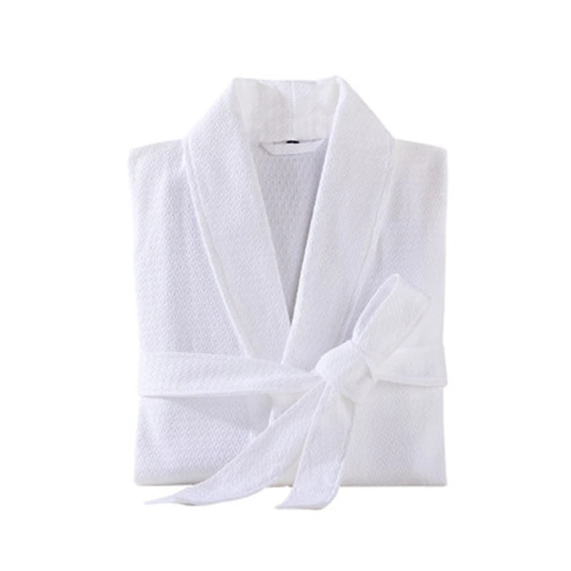 Summer Kimono Robe Women Bathrobe 100% Cotton Nightrobe Long Sleeves Solid Fashion Women's Bathrobe Bride Robes White Pink Blue