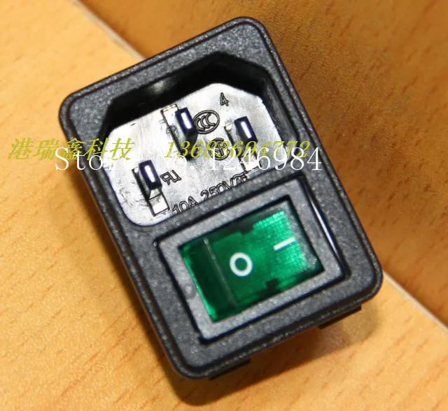 [SA]JEC AC AC outlet triangle combo card socket with green switch JR-101-1FSA O R B G --50pcs/lot