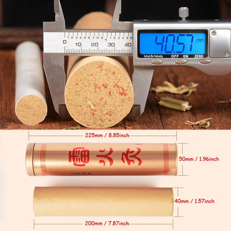 SHARE HO Long Thickened Moxa Sticks Chinese Thunder Fire Moxibustion Acupuntura Heating Rolls Burner With Moxa Extinguisher