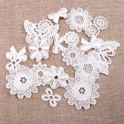 Mixed Vintage White Flower Embroidery Lace Appliqued Sewing Fabric Ribbon Lace Fabric Garment Accessories Decoration 10-50pcs