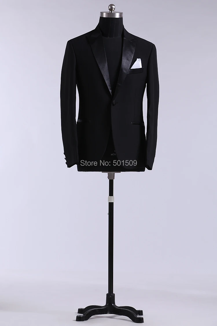 Free ship mens black satin collar  tuxedo suit/stage performance