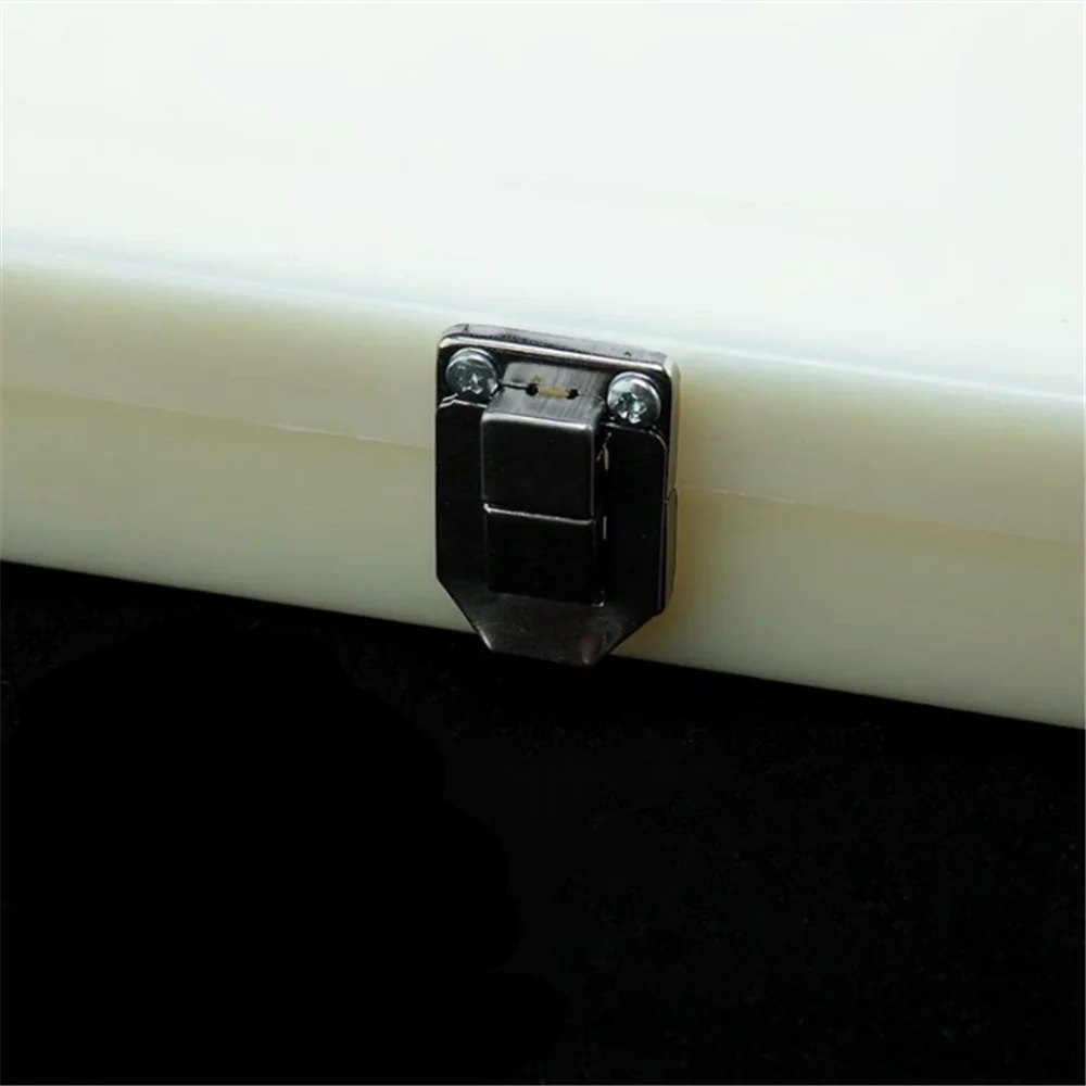 Beige Plastic Rectangle Shape 100 Slides Microscope Box 20cm x 16cm w Metal Clasp