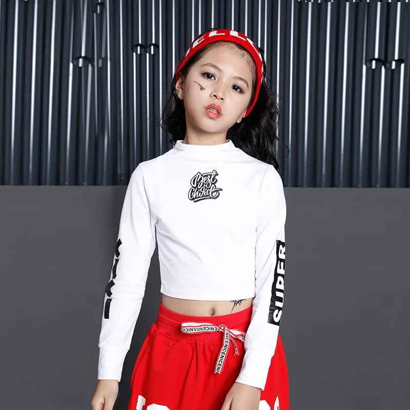 子供用ヒップホップウェア,女の子用ジャズダンス衣装,ショートtシャツ,ジョギングパンツ,社交ダンスウェア