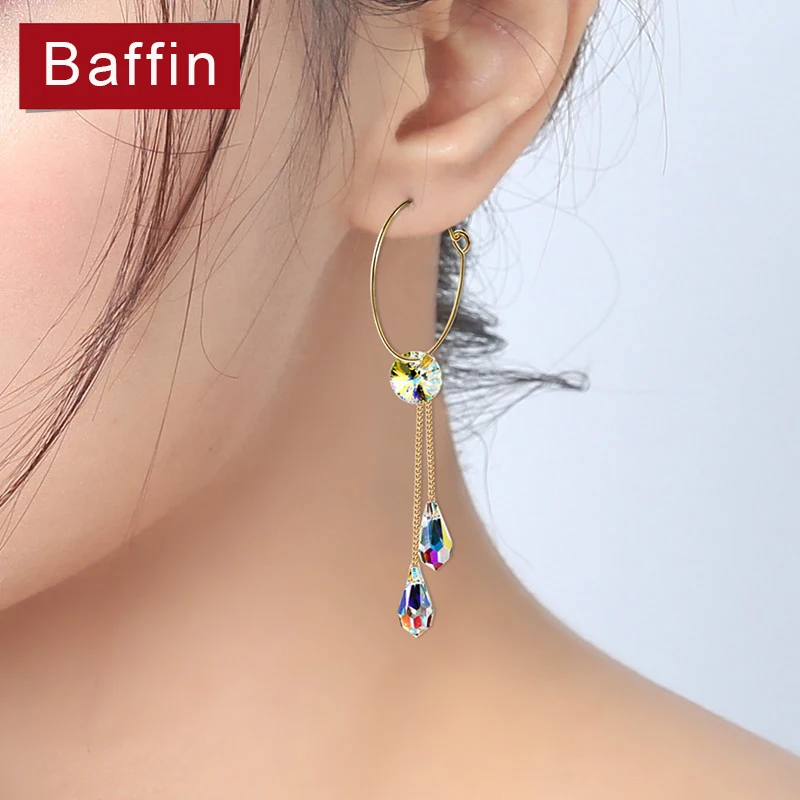 BAFFIN New Tassel Drop Earrings Colorful Beads Crystals From Austria For Women Bohemian Gold Color Circle Ear Indian Jewelry