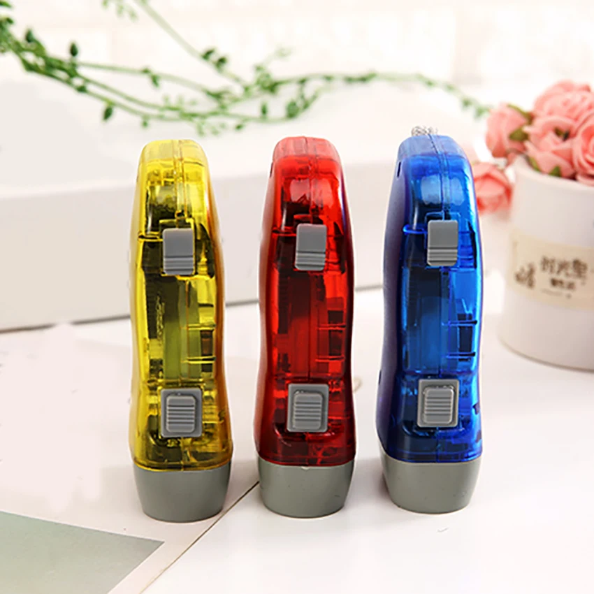 1pc led mão pressionando dínamo manivela lanterna de energia handy imprensa tocha luz de acampamento lâmpada auto-alimentado luz ferramenta do agregado familiar novo