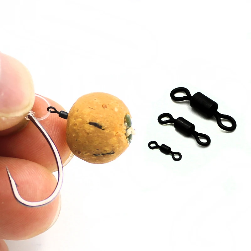 

100Pcs Micro Fishing Rolling Swivels for Carp Fishing Tackle Accessories Hair Rigs Ring Loop Swivels Tear Drop Hair Rigs Swivels