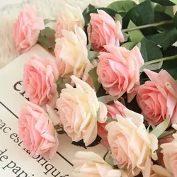 10pcs/lot Decor Rose Artificial Flowers Silk Flowers Floral Latex Real Touch Rose Wedding Bouquet Home Party Design Flowers