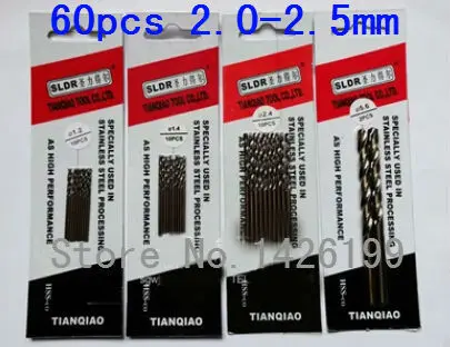 

Free shipping 60 pcs 2.0-2.5 mm Cobalt containing high speed steel Co-HSS M42 twist drill bits for metal drilling