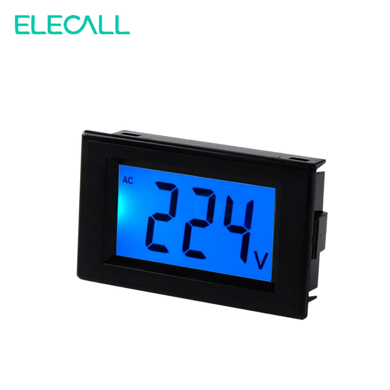 ELECALL Digital Voltmeter Voltage Panel Meter Mini Ammeter Panel Current Meter Tester With LED Display Black Case AC80-500V LCD