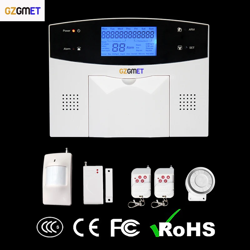 Gzgmet 2017 novos produtos ce 99 zonas sem fio gsm & pstn telefone app sistema de segurança do painel alarme com sensor da porta