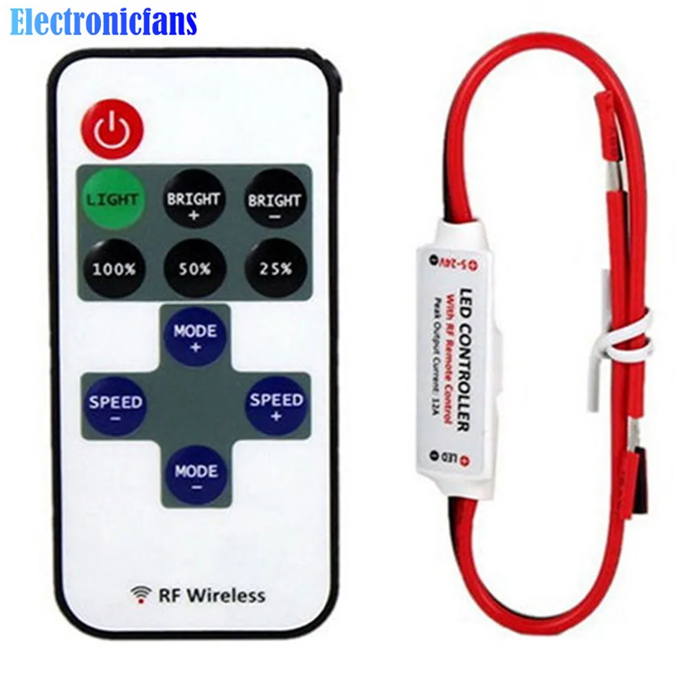 Atenuador de tira Led en línea, módulo de interruptor Led de velocidad brillante de 10 niveles, regulador de voltaje, Control remoto inalámbrico RF