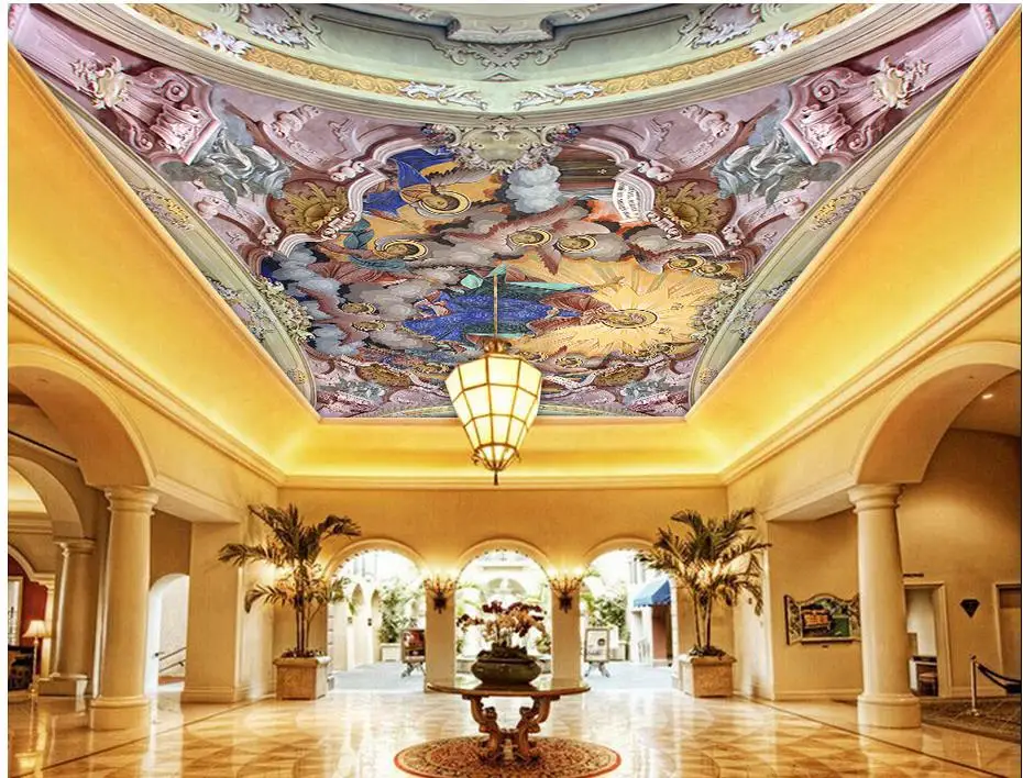 

Europe style Angel Series Ceiling fresco 3d stereoscopic wallpaper ceilings Home Decoration 3d mural paintings