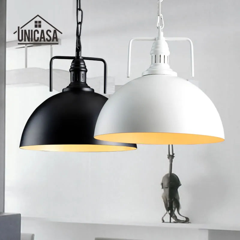 

Industrial Black/White Pendant Lights Wrought Iron Kitchen Island Office Lighting Fixtures Vintage Country Pendant Ceiling Lamp