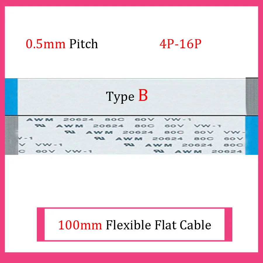 100pcs 100mm Length 0.5mm Pitch Type B Anisotropy FFC FPC Flexible Flat Cable 4P 5P 6P 7P 8P 9P 10P 11P 12P 13P 14P 15P 16P