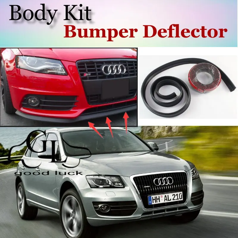 Dla Audi Q5 2008 ~ 2015 spojler zderzaka usta/samochód Lip Shop Spoiler do tuningu samochodu/TOPGEAR maska samochodu + pasek