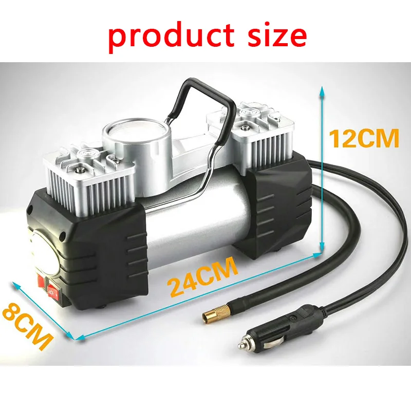 1pcs 3008 Low Noise Double Cylinder Car Air Compressor Car Tire Inflatable Pump for Car Emergency With Handbag