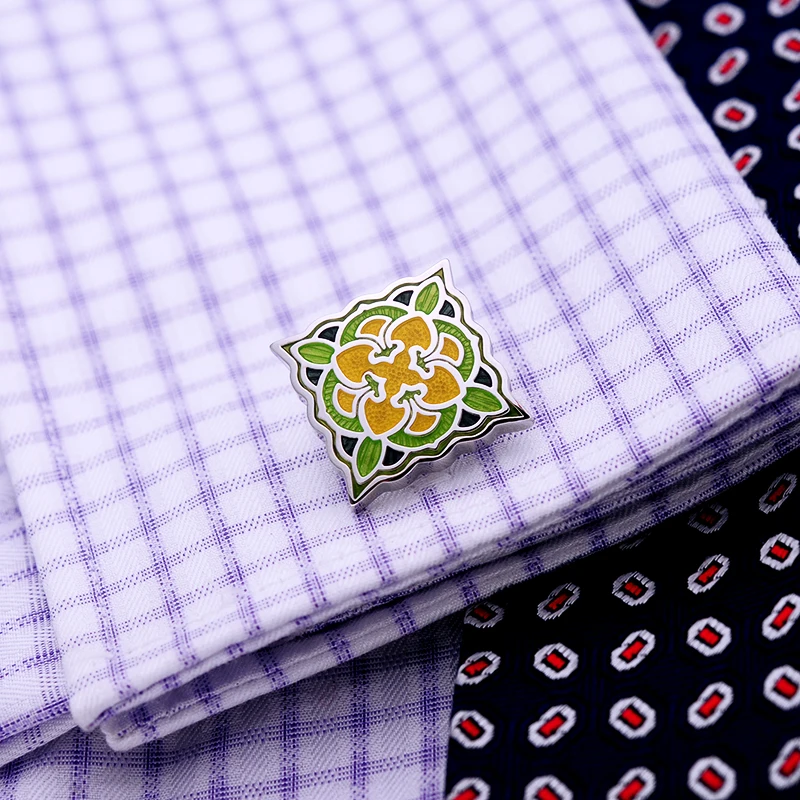 KFLK Jewelry French shirt cufflink for mens Brand Green enamel Fashion cuff link button Luxury High Quality male  guests