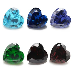 3x3mm~10x10mm Heart Shape Cubic Zirconia Stone Green Deep Sea Blue Tanzanite Coffee Rhodolite Color 5A Loose CZ Synthetic Gems