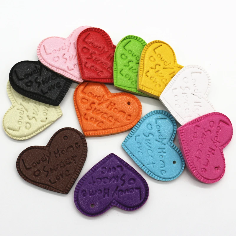 

24pcs Mix Color 30x37mm PU Leather Heart Love Pendant For Keychain Cellphone For Jewelry Making Pendants