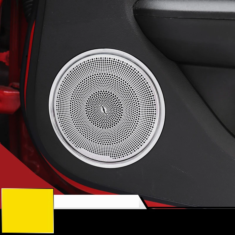 QHCP Car Door Audio Speaker Decorative Cover Sticker Trims Stainless Steel For Ford Mustang 2015-2022 Styling Interior Accessory