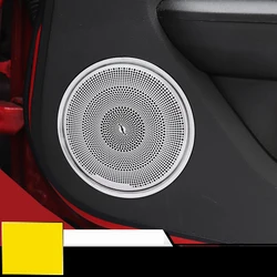 QHCP Car Door Audio Speaker Decorative Cover Sticker Trims Stainless Steel For Ford Mustang 2015-2022 Styling Interior Accessory