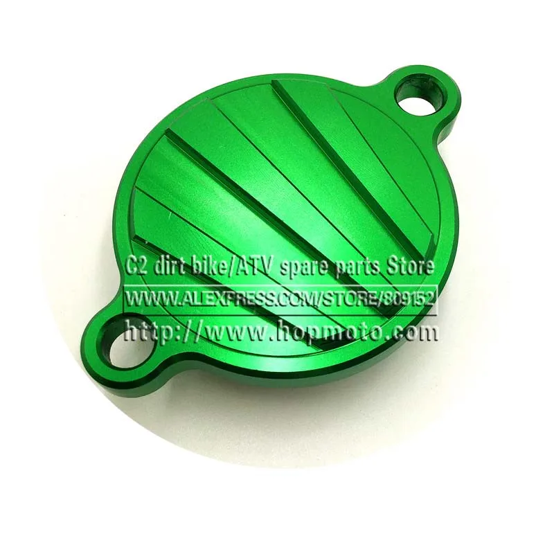 Green CNC Billet Engine Oil Filter Cover For   KX450F KX 450F KXF450 2004-2015 MX spare parts dirt pit bike Motorcross