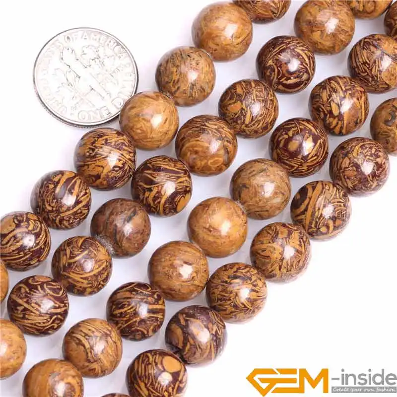 6mm 8mm 10mm Round Natural Yellow Elephant Skin Jaspers Stone Gem Stone Semi Precious Beads For Jewelry Making 15 Inch Wholesale