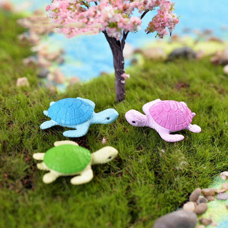 2pcs Small Cute Turtles Aquarium Micro Fairy Garden Miniatures Decoration Dollhouse Ornament Figurines Toys DIY Accessories