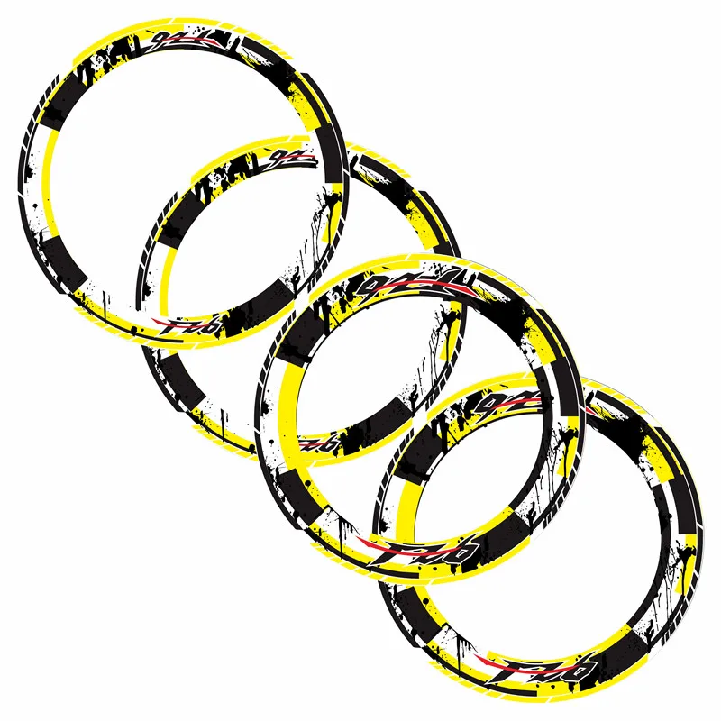 4 X Motorcycle Rim full coverage sticker Inner Outer Rim Sticker MOTO Wheel Decorative accessories Decals For YAMAHA FZ6 fz 6