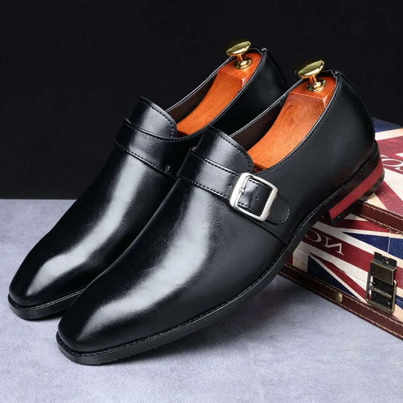 

Ligentleman Brand Luxury Genuine Leather Men Oxford Shoes Pointed Toe Men Dress Shoes Buckle Male Wedding Shoes