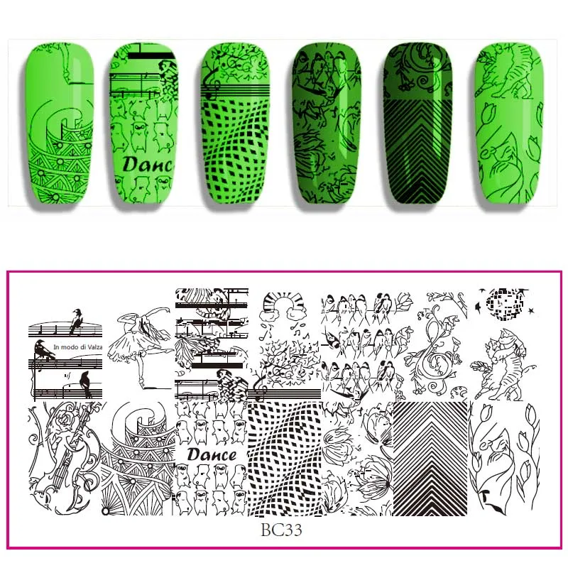 NEW 12PCS/SET nail plate for stamping Cute Animal Pattern Nail Stamping Plates Rectangle stamp for nails