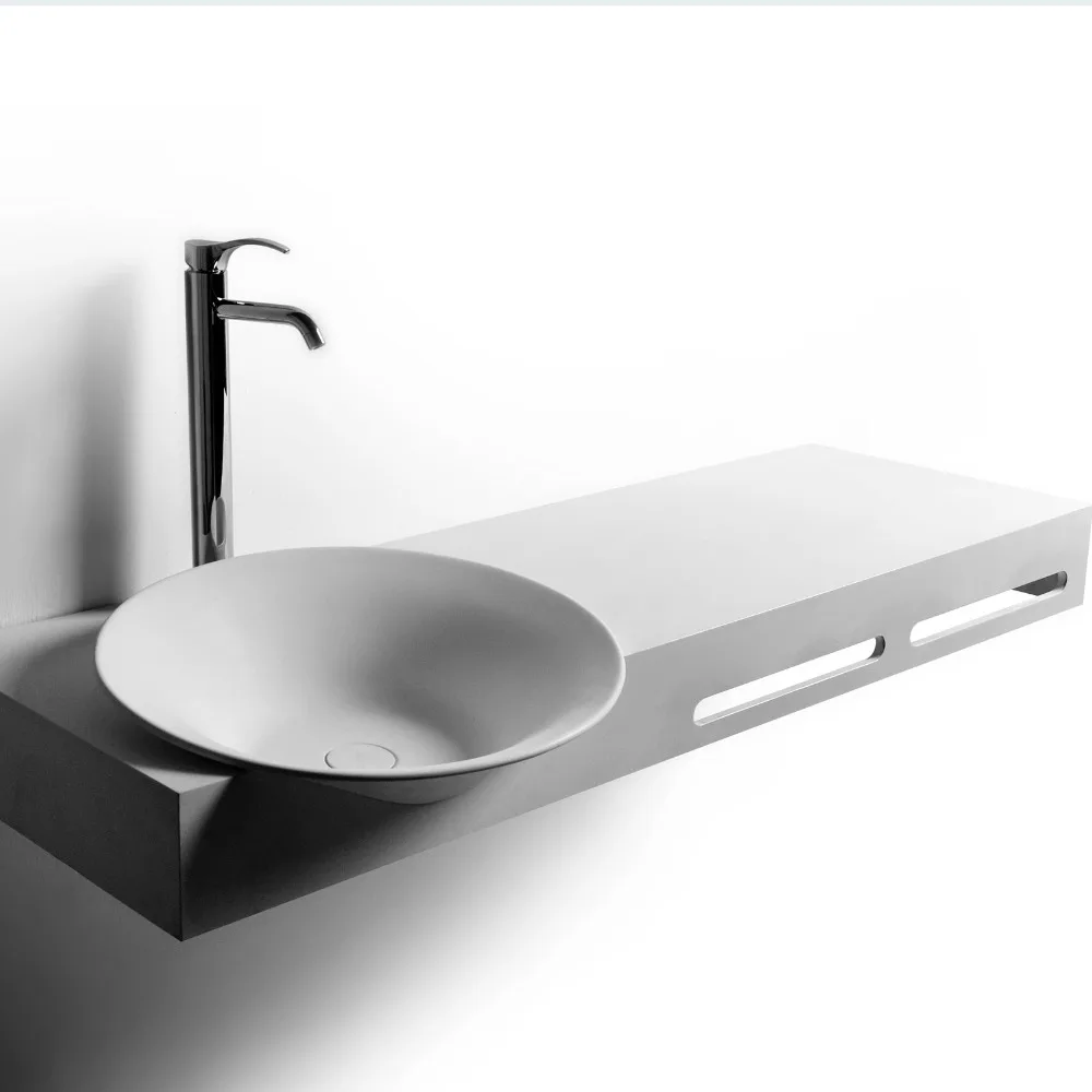 Hola Designer 1400 mm Solid Surface Wash Basin Boxy & trendy Functional With Towl holes RS3890-1A