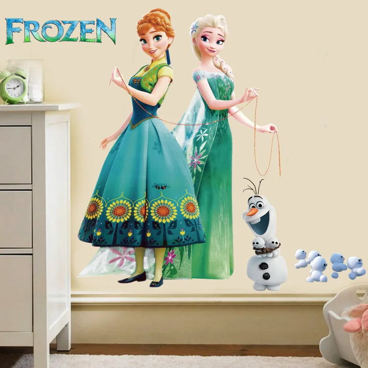 Cartoon Gefrorene Prinzessin DIY Elsa Anna Wand Aufkleber Mädchen Kinder Zimmer Hintergrund Dekoration Abnehmbare Kinder Schlafzimmer Poster Aufkleber